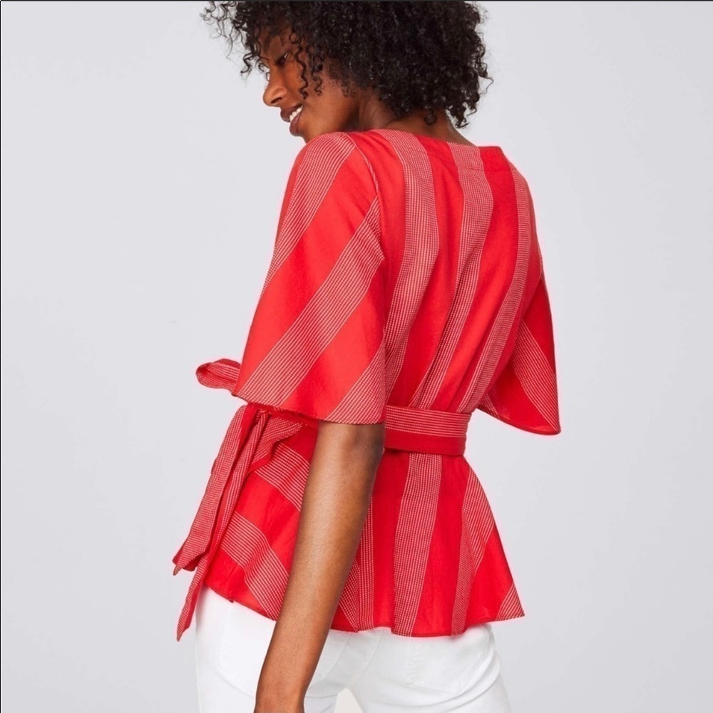 NEW Loft Blouse Red Short Sleeve Size Small Petite - Picture 2 of 9